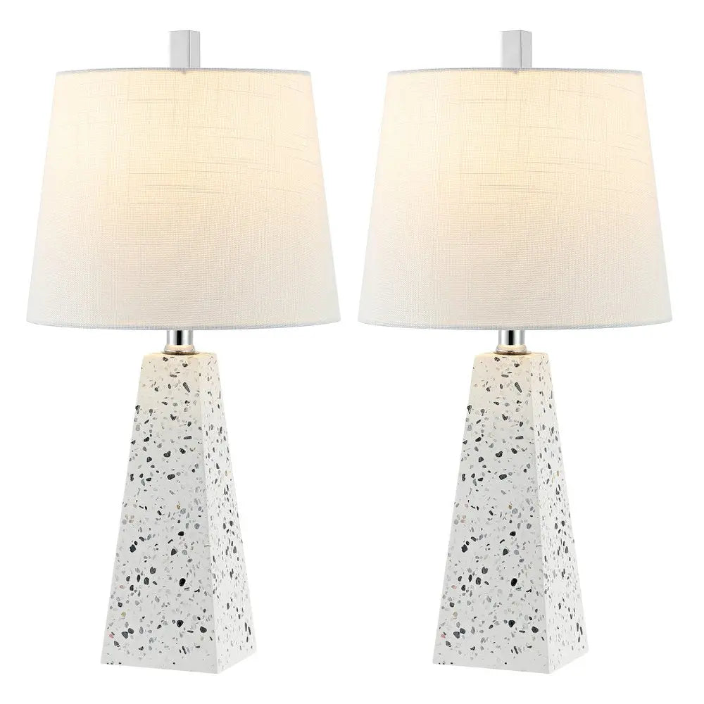 Set of Two 21" White Novelty Table Lamps LED With Empire Shades HomeRoots