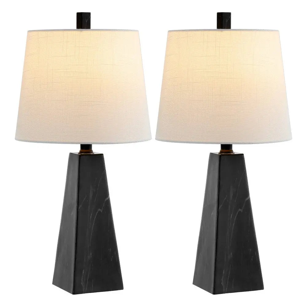 Set of Two 21" Black Novelty Table Lamps LED With Empire Shades HomeRoots