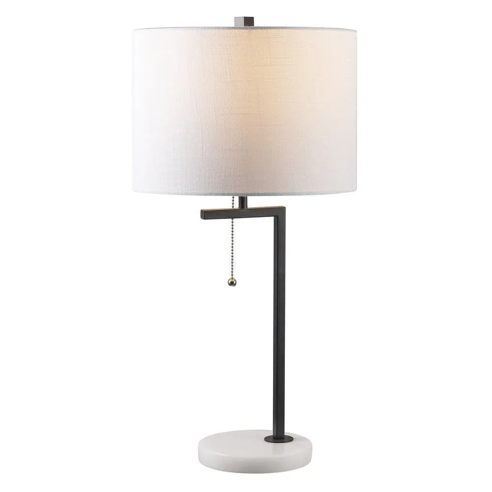 25" White Novelty Table Lamp LED With Drum Shade HomeRoots