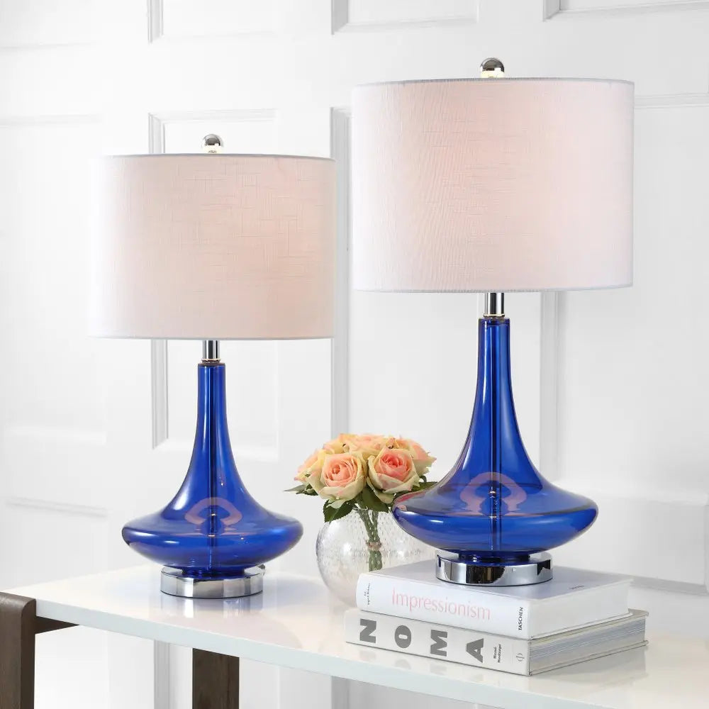 Set of Two 26" Silver Novelty Table Lamps LED With Drum Shades HomeRoots