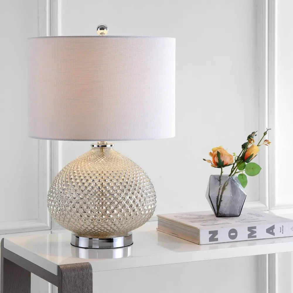 23" Silver Novelty Table Lamp LED With Drum Shade HomeRoots