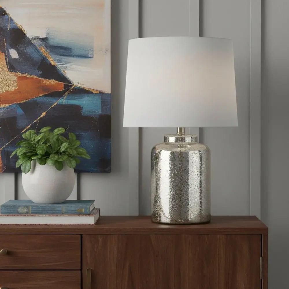 25" Clear Novelty Table Lamp LED With Drum Shade HomeRoots