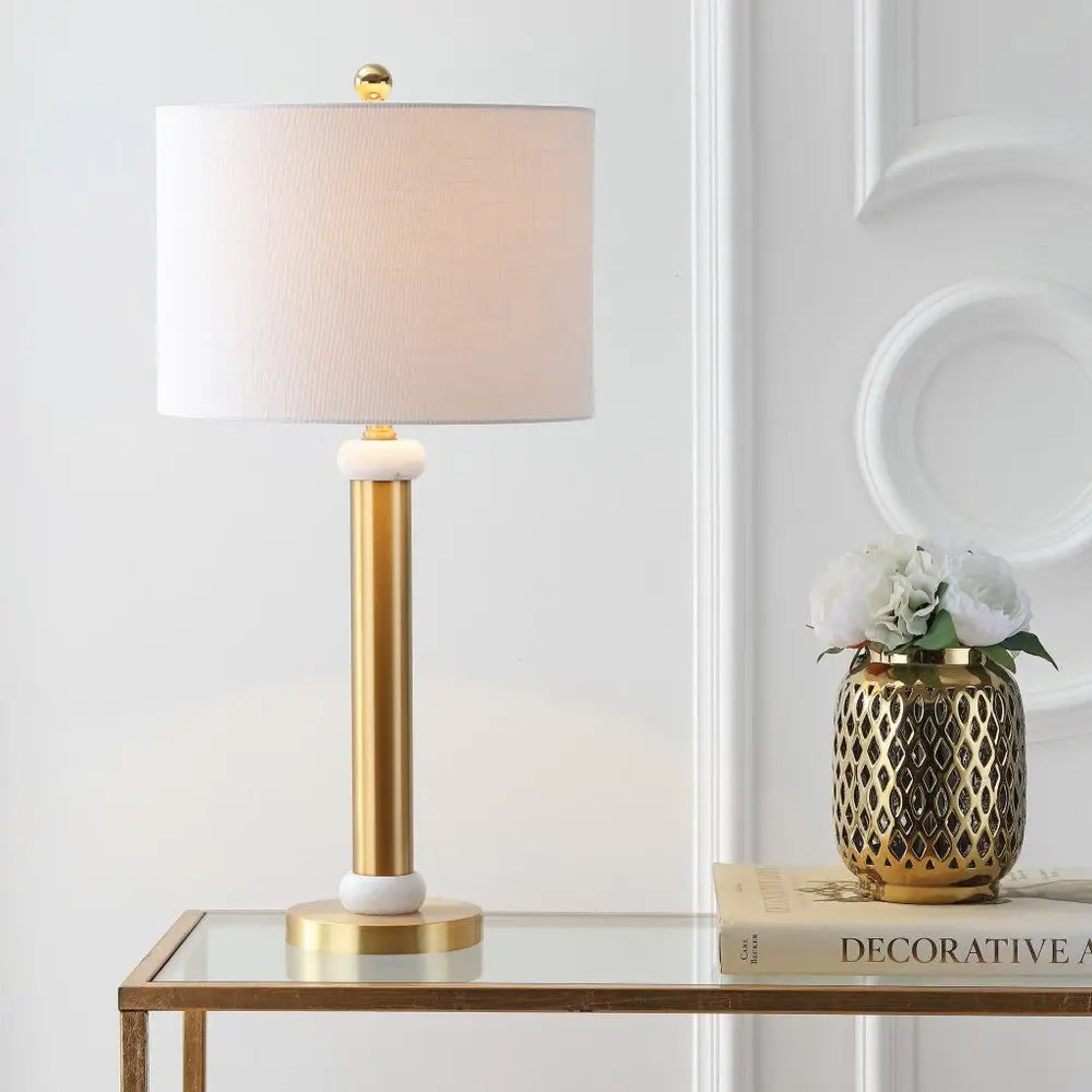 27" Gold Novelty Table Lamp LED With Drum Shade HomeRoots