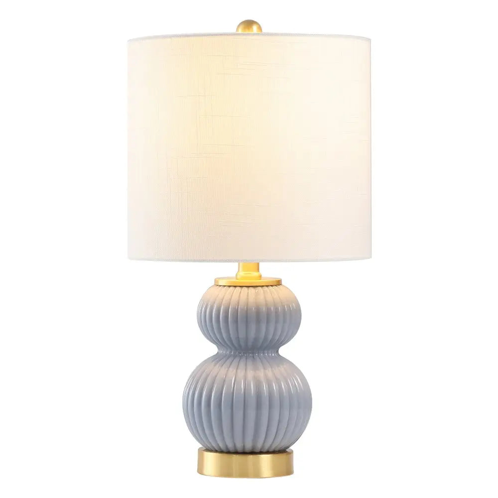 20" Gold Gourd Table Lamp LED With Drum Shade HomeRoots