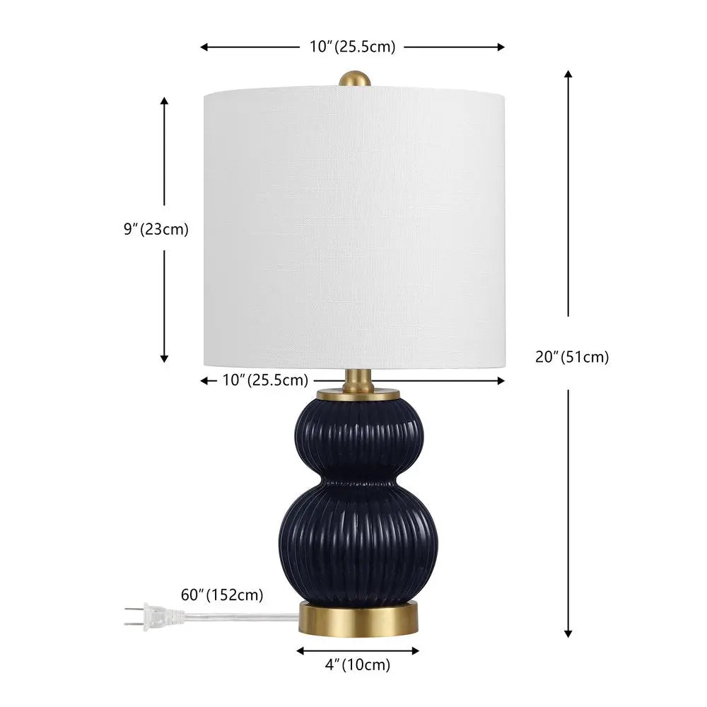 20" Gold Gourd Table Lamp LED With Drum Shade HomeRoots