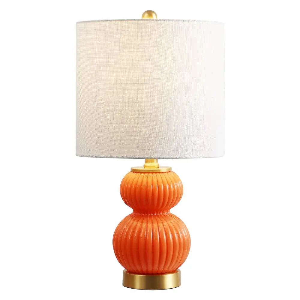 20" Gold Gourd Table Lamp LED With Drum Shade HomeRoots