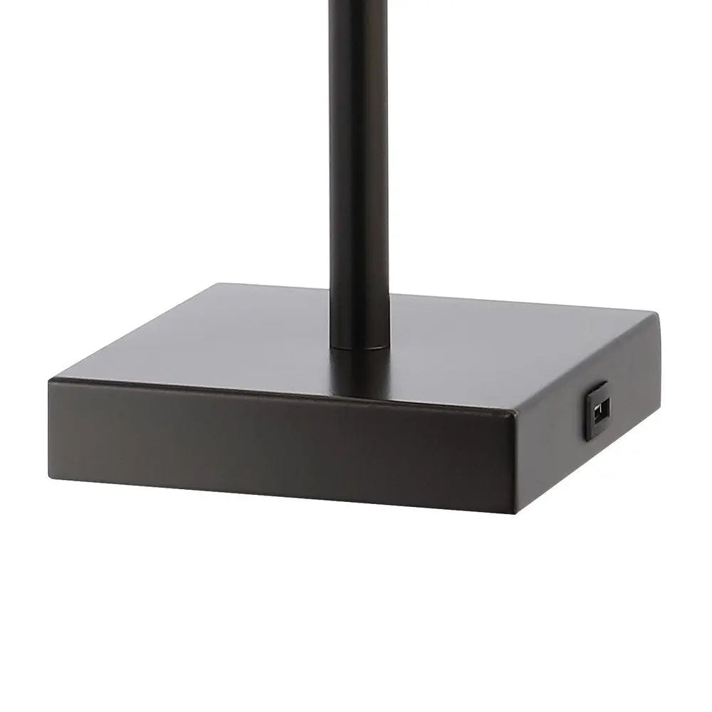 Set of Two 26" Antiqued Bronze Swing Arm Table Lamps LED With Square Shades HomeRoots