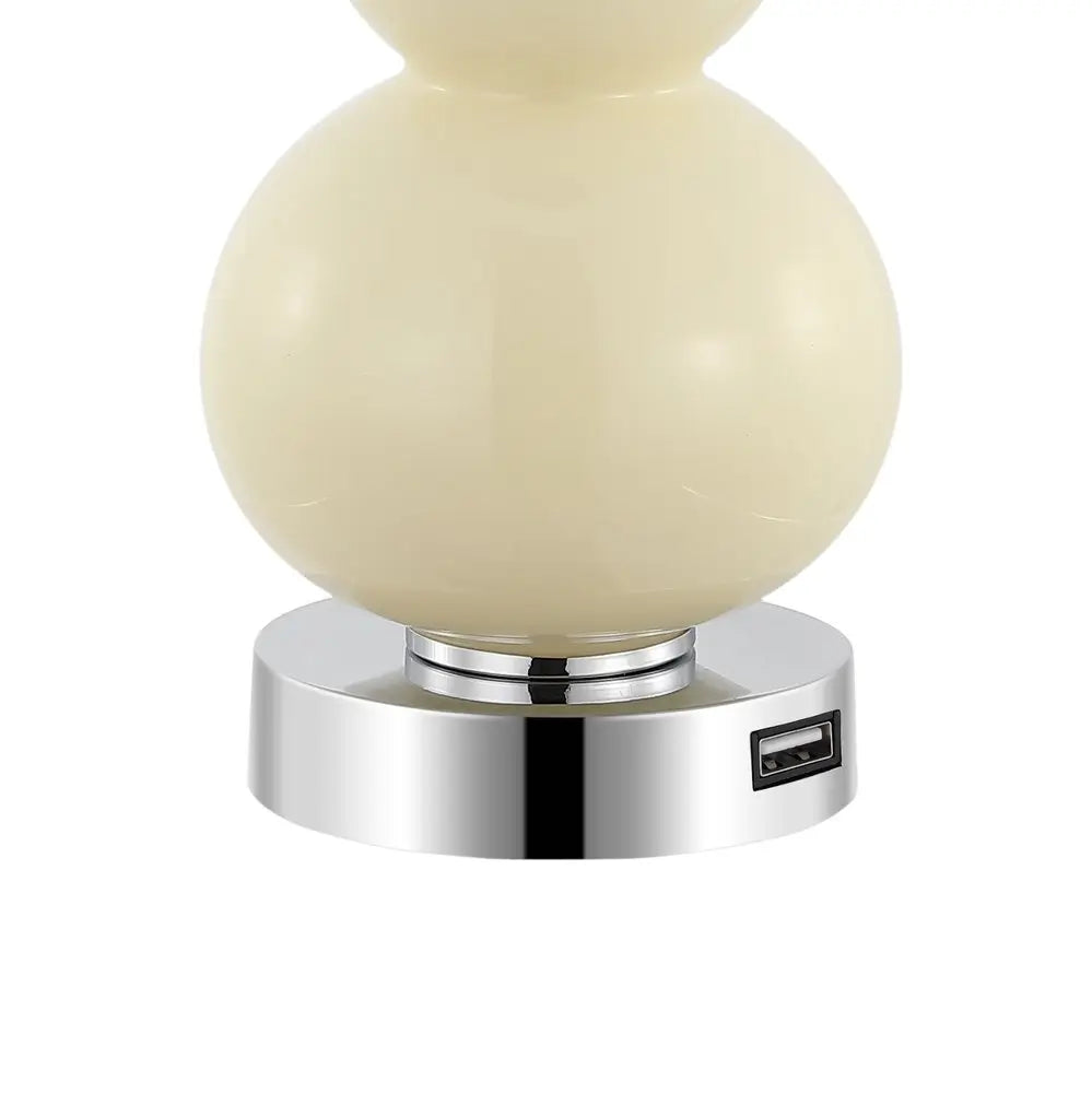 Set of Two 22" Silver Gourd Table Lamps LED With Drum Shades HomeRoots