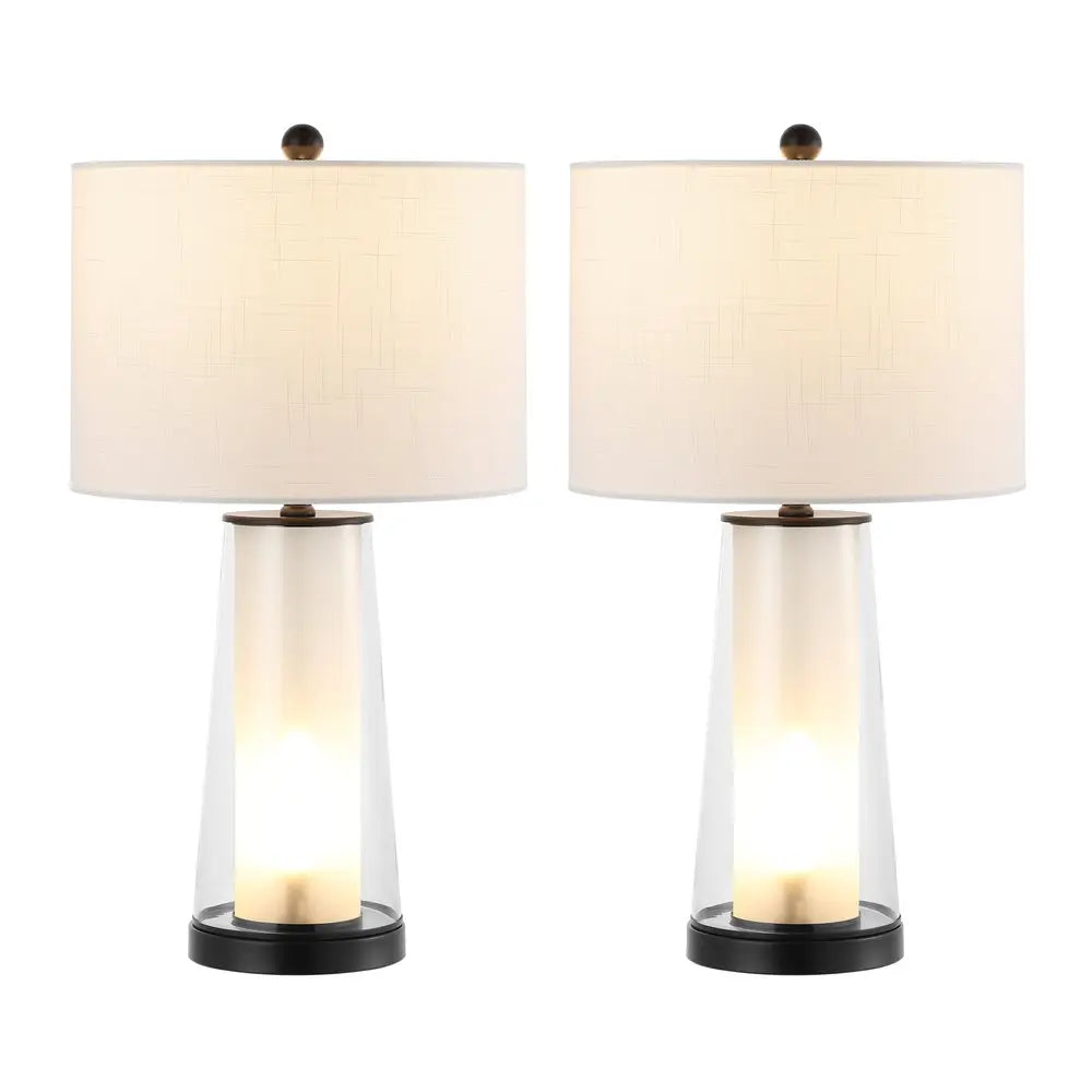 Set of Two 26" Antiqued Bronze Lighthouse Table Lamps LED With Drum Shades HomeRoots