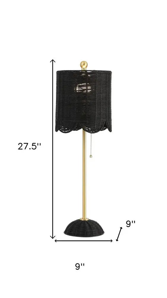 Set of Two 28" Black Table Lamps LED With Drum Shades HomeRoots