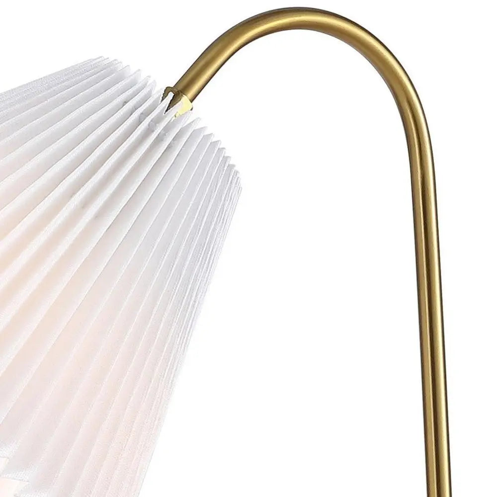 22" Gold Swing Arm Geometric Table Lamp LED With Empire Shade HomeRoots