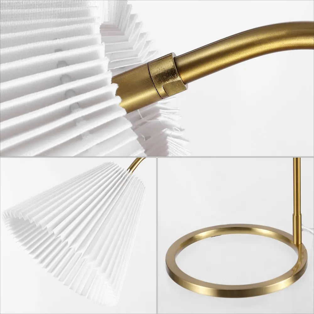 22" Gold Swing Arm Geometric Table Lamp LED With Empire Shade HomeRoots