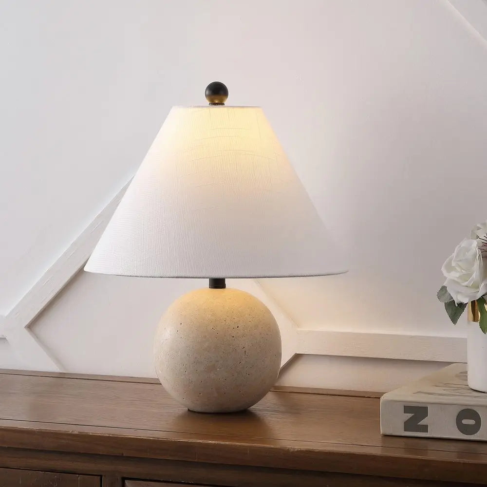 16" Beige Novelty Table Lamp LED With Empire Shade HomeRoots