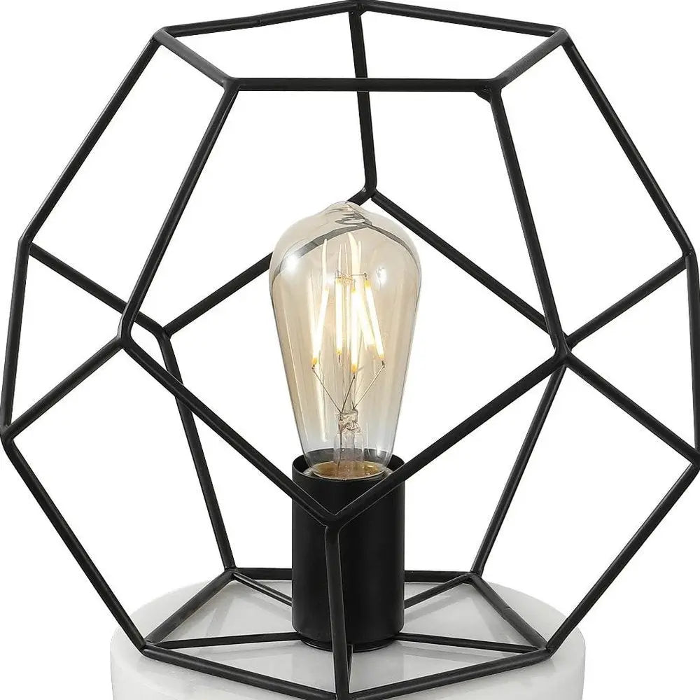 10" White Geometric Table Lamp LED HomeRoots