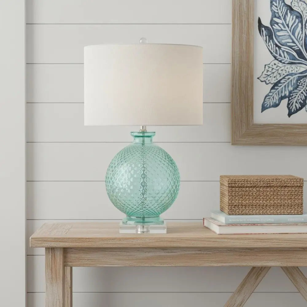 26" Clear Novelty Table Lamp LED With Drum Shade HomeRoots