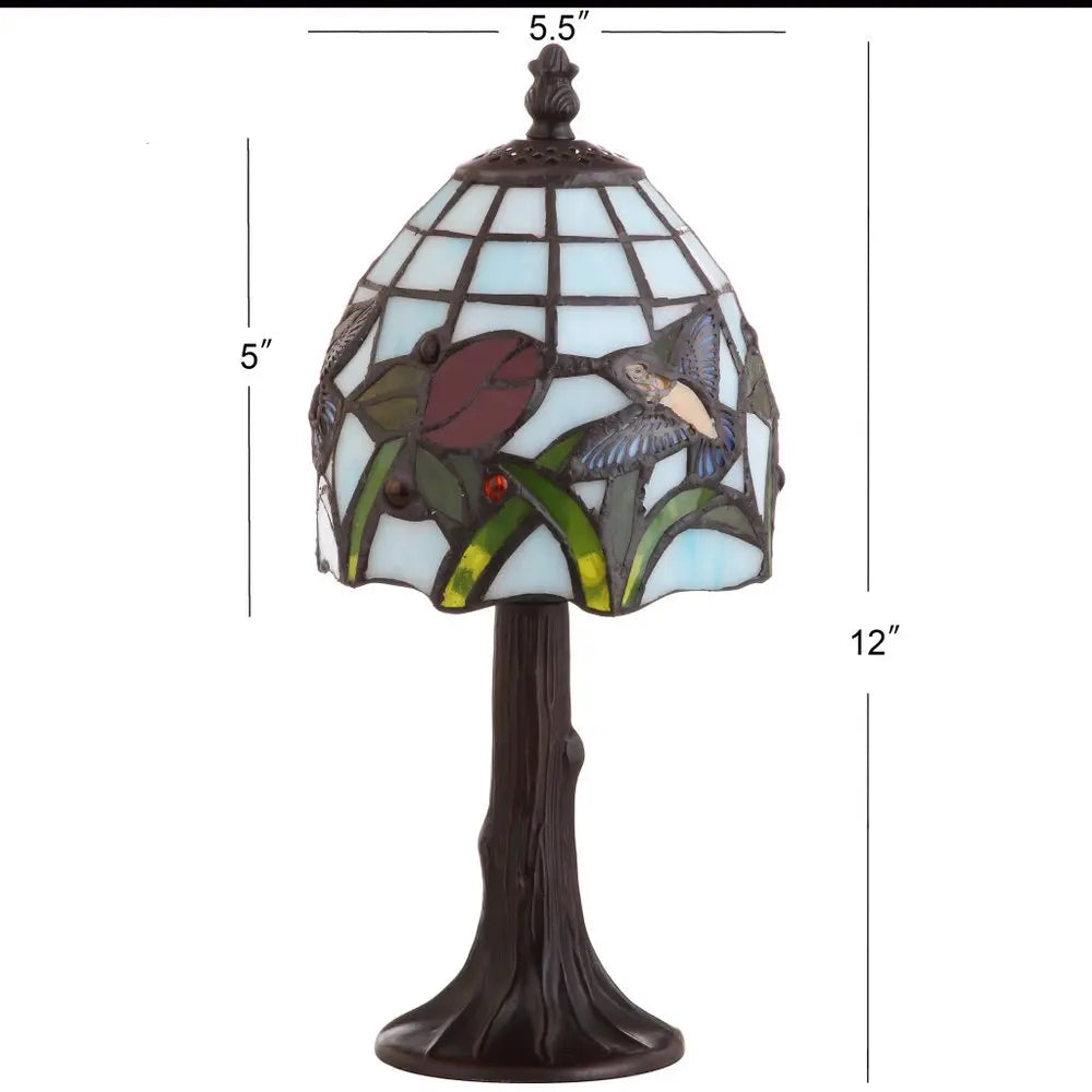 12" Bronze Novelty Tiffany Lamp LED With Bell Shade HomeRoots