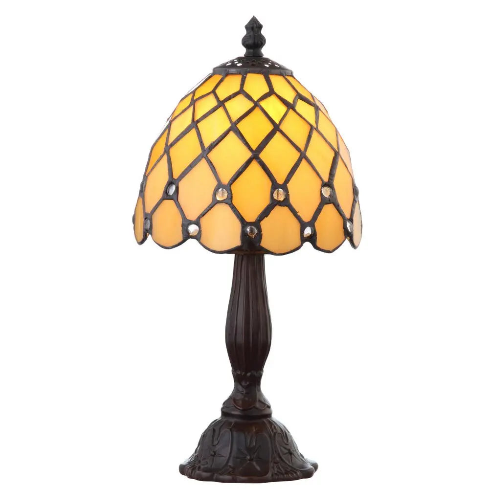 13" Bronze Novelty Tiffany Lamp LED With Bell Shade HomeRoots