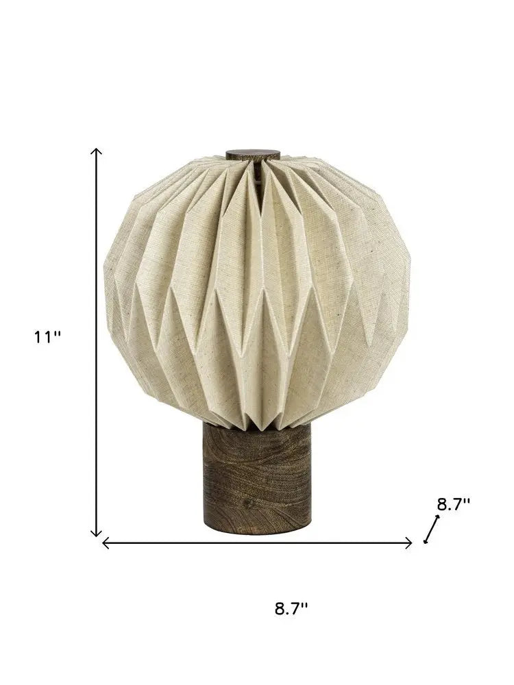 11" Natural Geometric Table Lamp LED With Globe Shade HomeRoots
