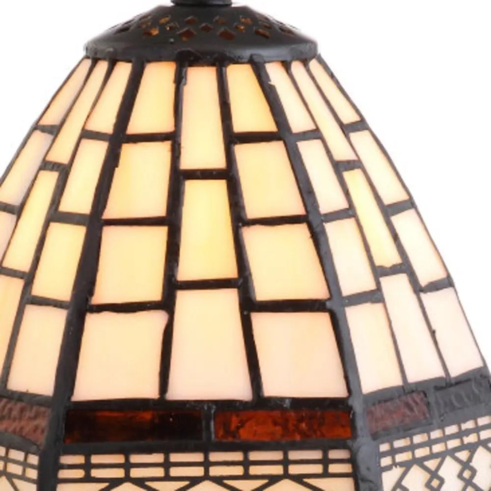 12" Brown Novelty Tiffany Lamp LED With Bell Shade HomeRoots