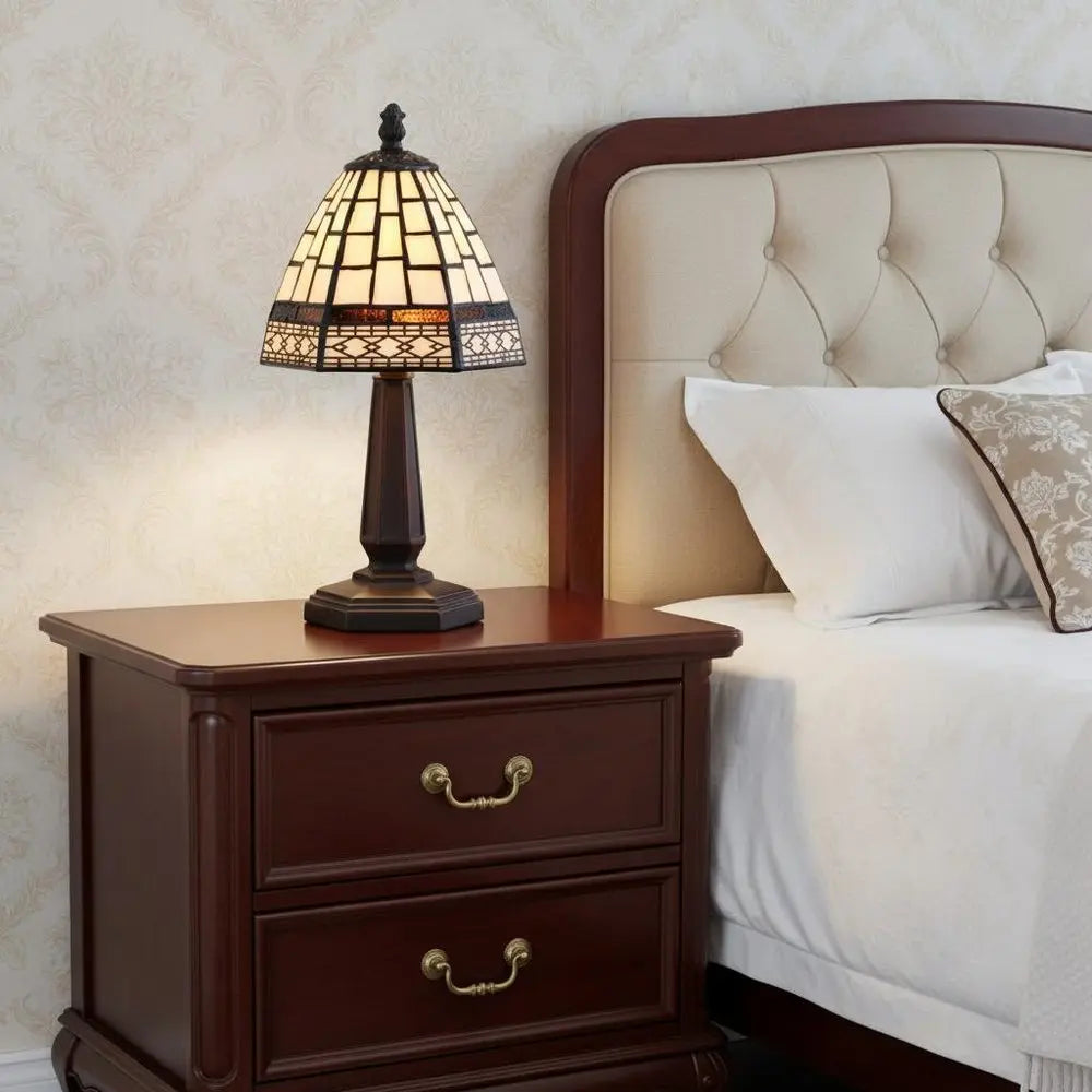 12" Brown Novelty Tiffany Lamp LED With Bell Shade HomeRoots