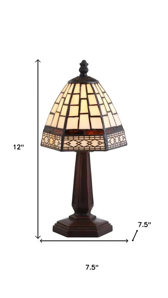12" Brown Novelty Tiffany Lamp LED With Bell Shade HomeRoots