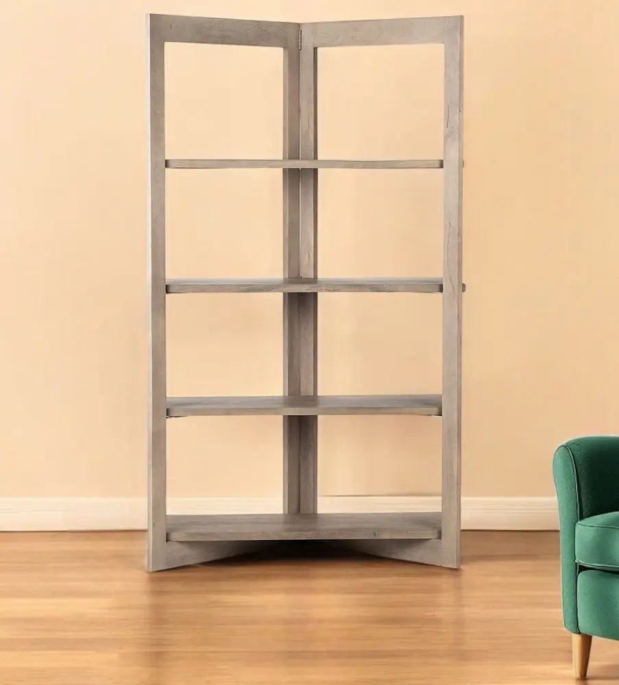 72" Brown Solid Wood and Wood Four Tier Bookcase - NOBLE HOME INTERIORS