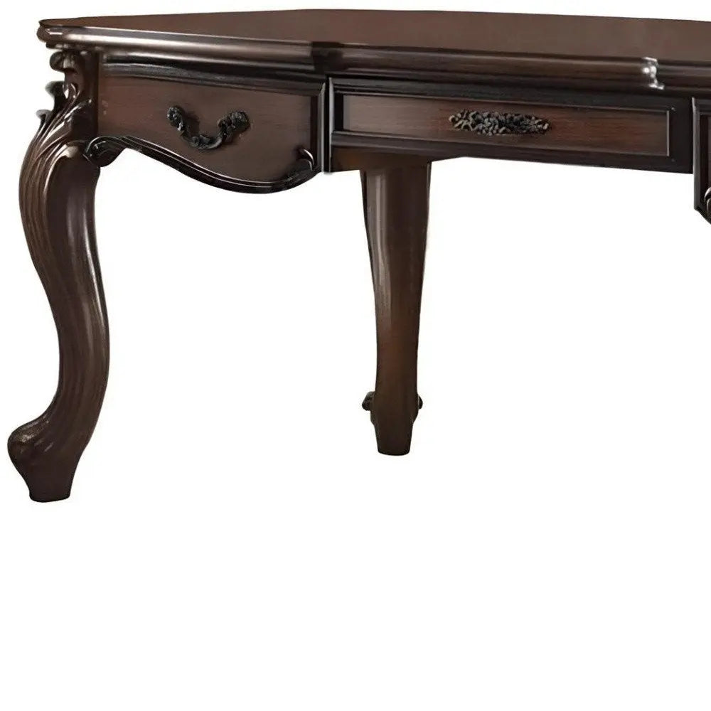 72" Dark Brown Wood Executive Desk With Three Drawers - NOBLE HOME INTERIORS