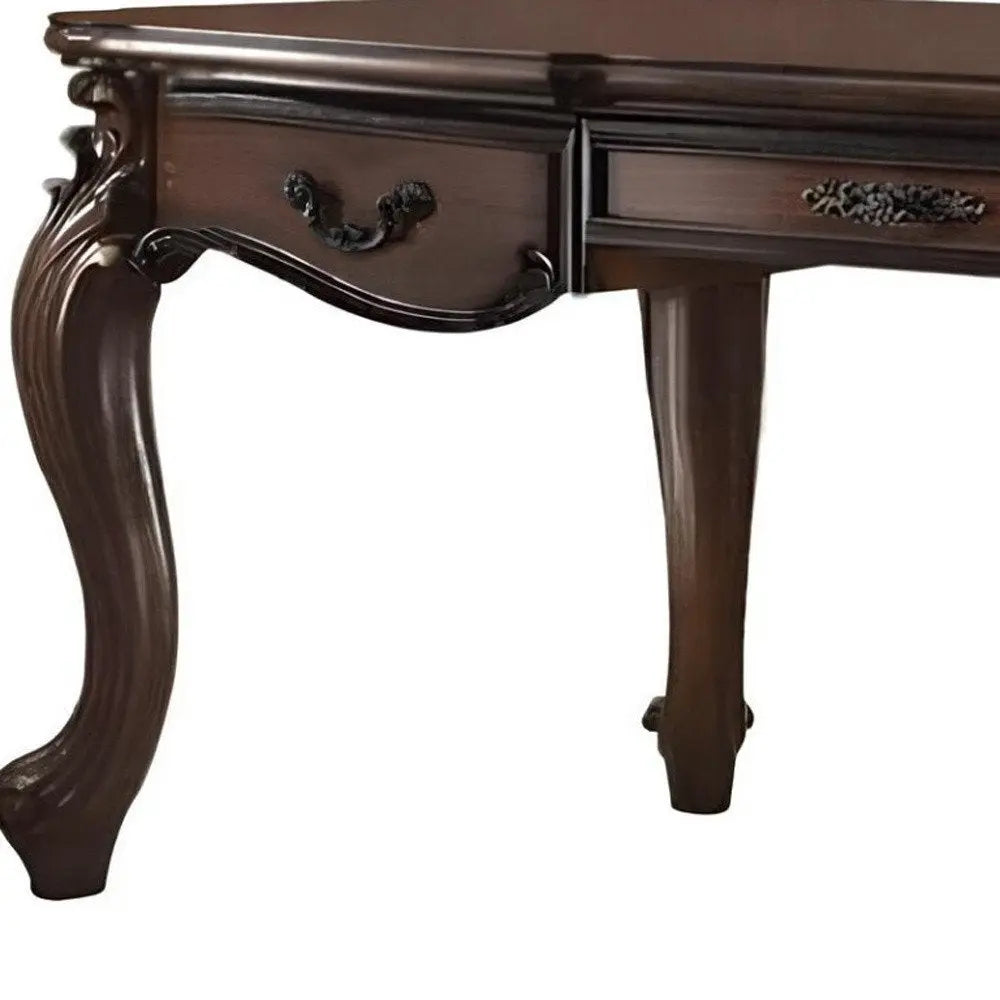72" Dark Brown Wood Executive Desk With Three Drawers - NOBLE HOME INTERIORS