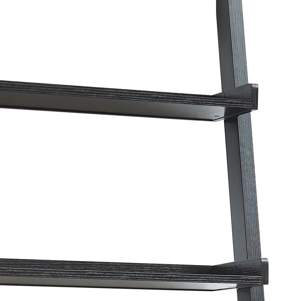 72" Espresso Wood Five Tier Ladder Bookcase - NOBLE HOME INTERIORS