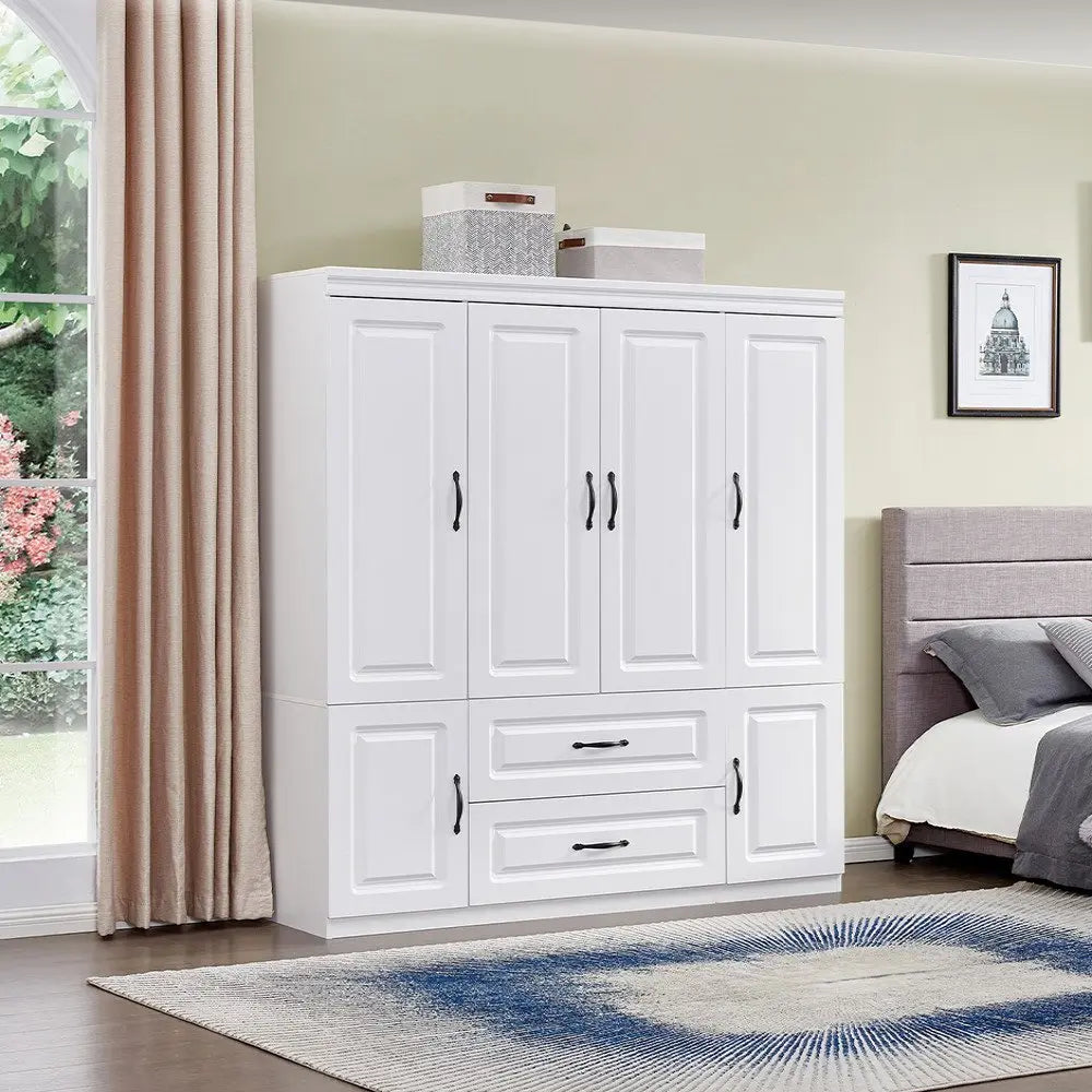 72" White Six Door Two Drawer Combo Dresser - NOBLE HOME INTERIORS