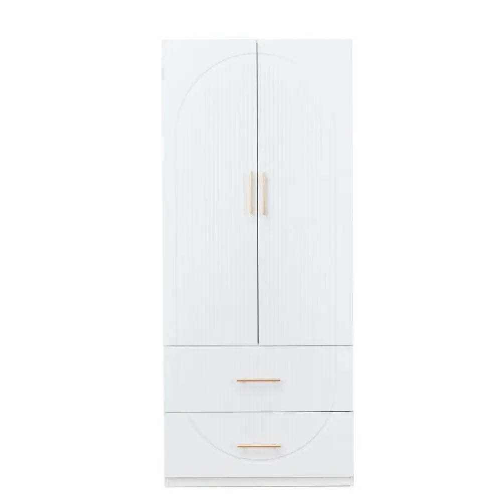 74" White Carved Geometric Two Door Two Drawer Combo Dresser - NOBLE HOME INTERIORS