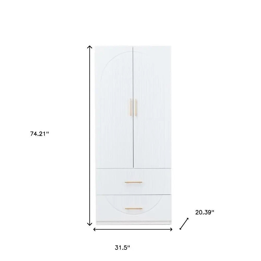 74" White Carved Geometric Two Door Two Drawer Combo Dresser - NOBLE HOME INTERIORS