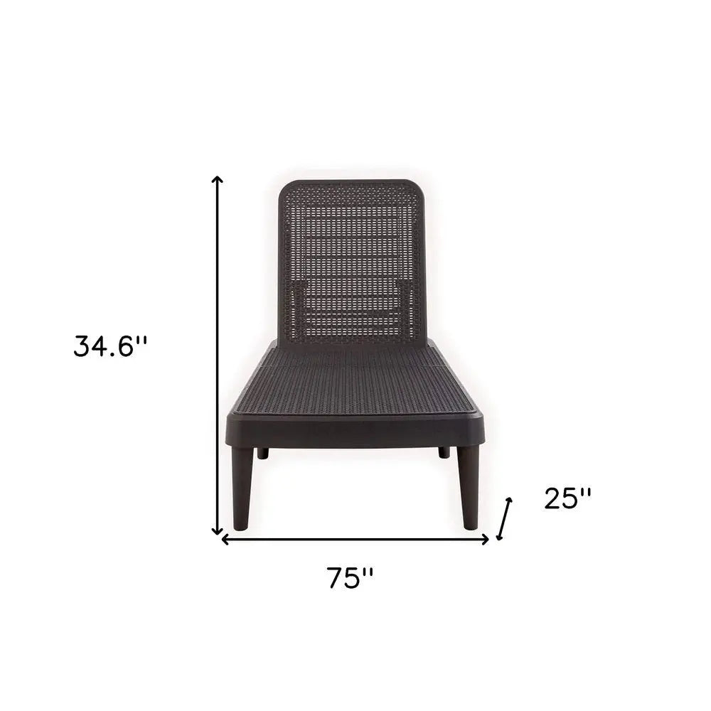 75" Brown Heavy Duty Plastic Outdoor Stacking Chaise Lounge - NOBLE HOME INTERIORS