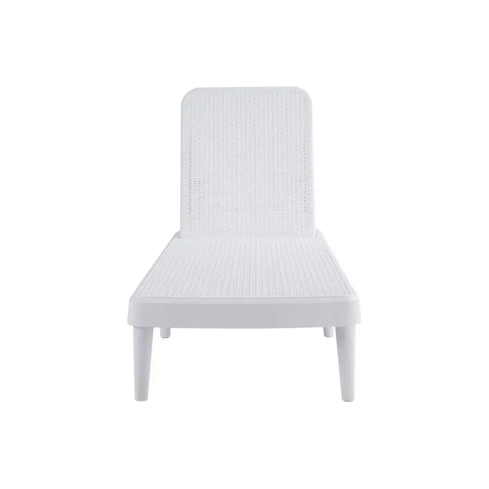 75" White Heavy Duty Plastic Outdoor Stacking Chaise Lounge - NOBLE HOME INTERIORS