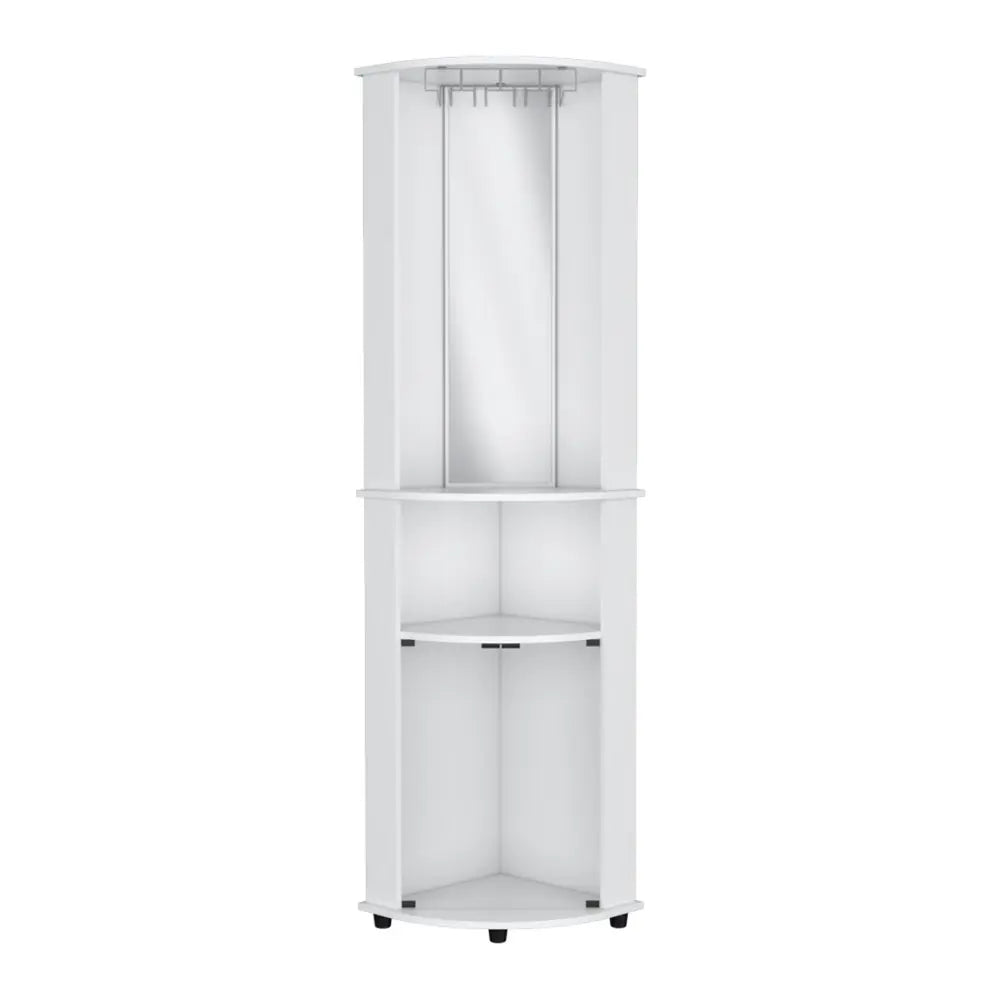 75" White Wood Corner Bar Cabinet With Three Shelves - NOVA HOME FURNITURE