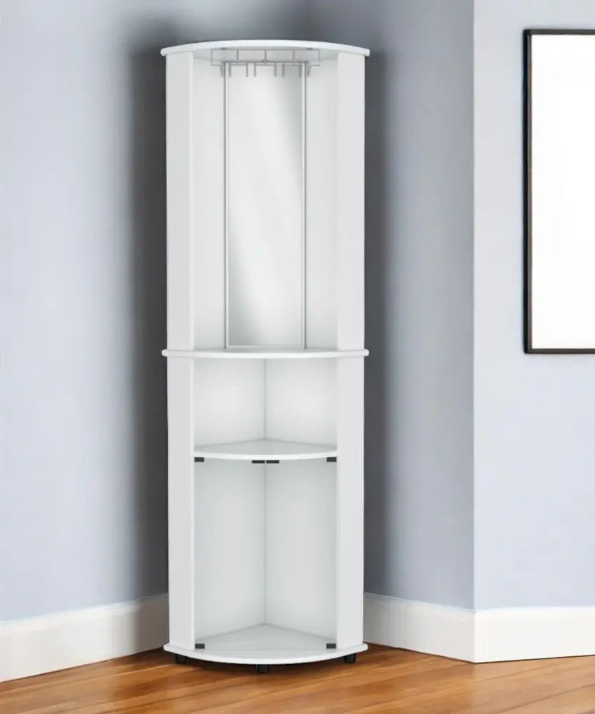 75" White Wood Corner Bar Cabinet With Three Shelves - NOVA HOME FURNITURE