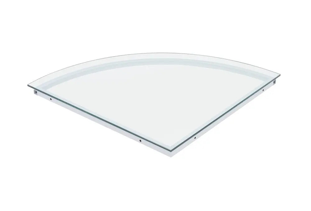 78" Clear and White Glass and Metal Corner Computer Desk - NOBLE HOME INTERIORS