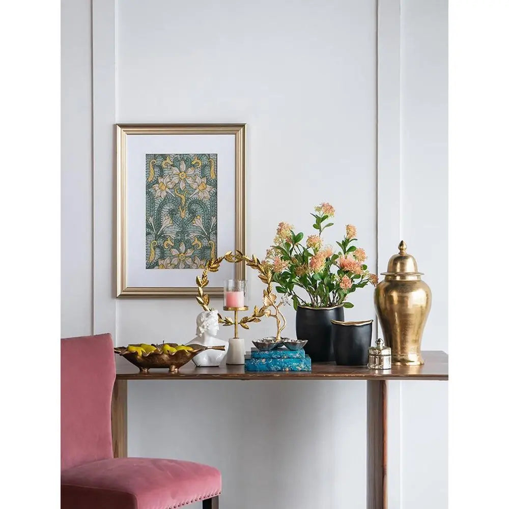 8" Black And Gold Cast Aluminum Oval Table Vase - NOBLE HOME INTERIORS