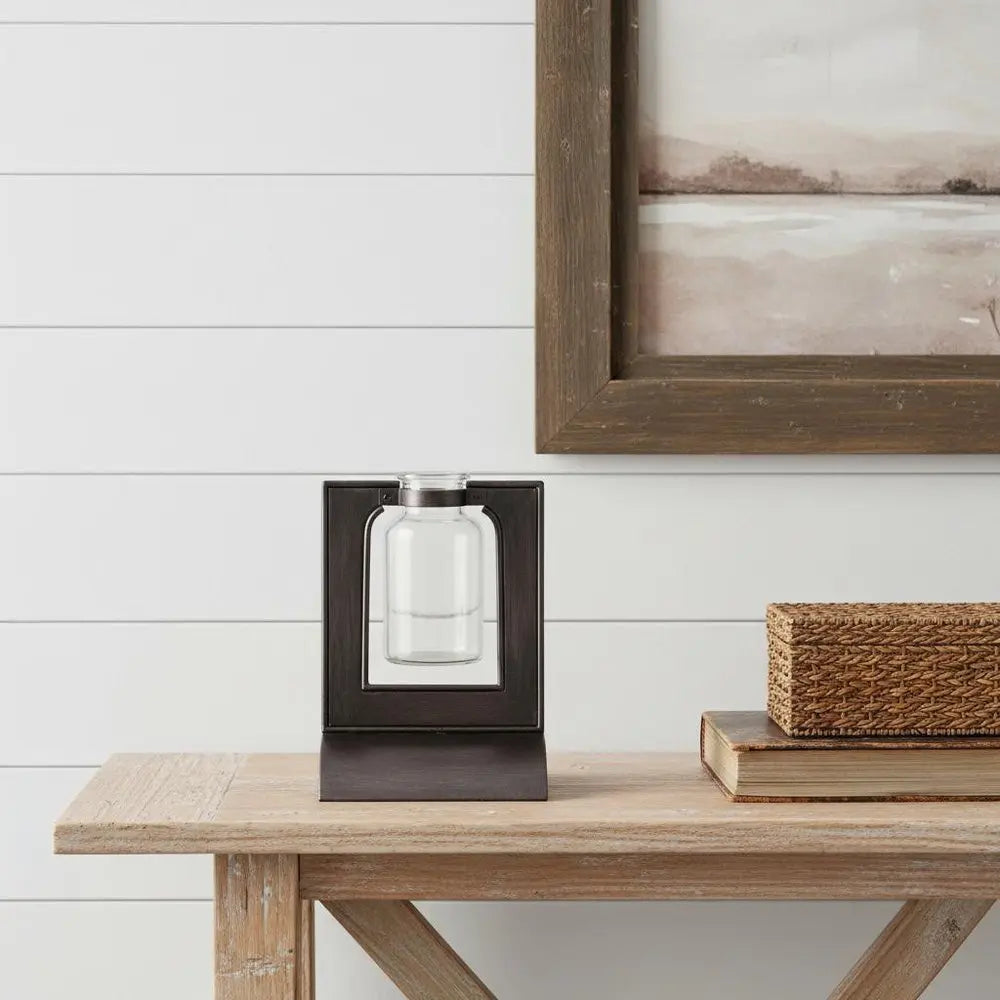 8" Black Round Metal Table Vase - NOBLE HOME INTERIORS