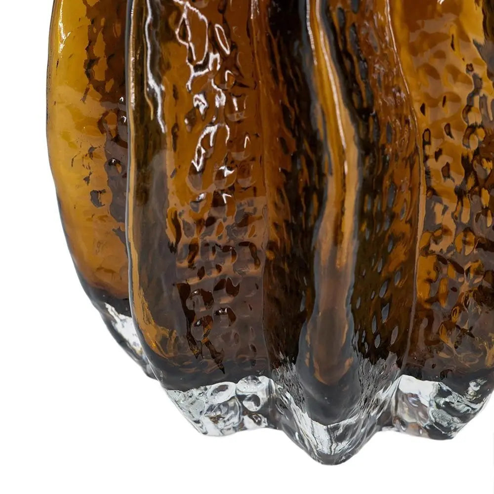 8" Burnt Umber Wavy Glass Table Vase - NOBLE HOME INTERIORS