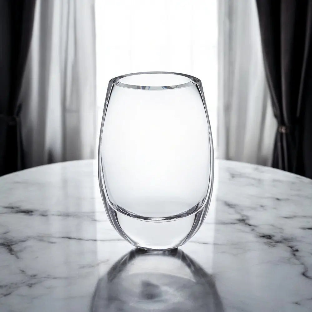 8" Clear Oval Crystal Glass Table Vase - NOBLE HOME INTERIORS