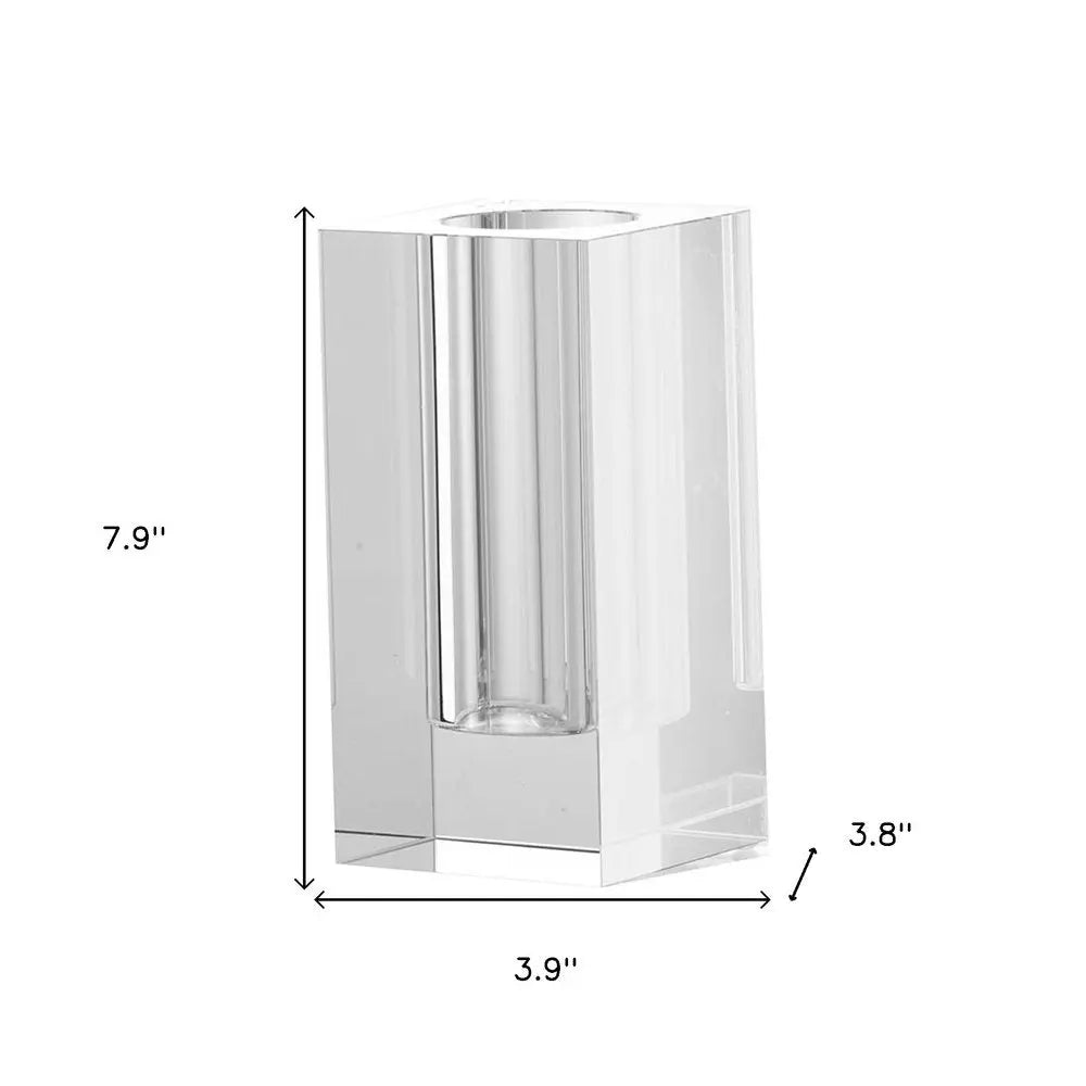 8" Clear Square Glass Table Vase - NOBLE HOME INTERIORS