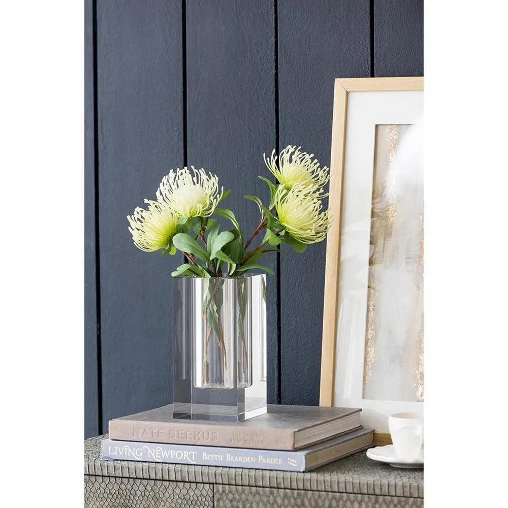 8" Clear Square Glass Table Vase - NOBLE HOME INTERIORS