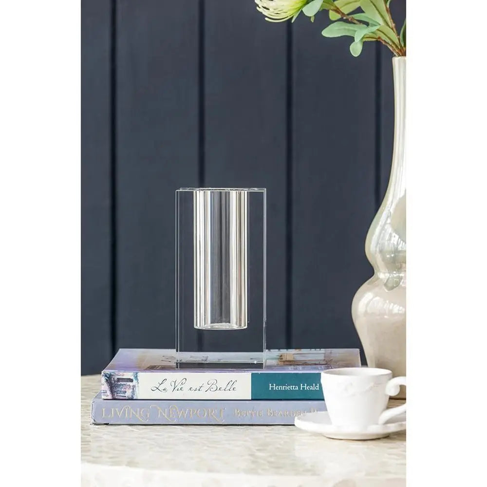 8" Clear Square Glass Table Vase - NOBLE HOME INTERIORS
