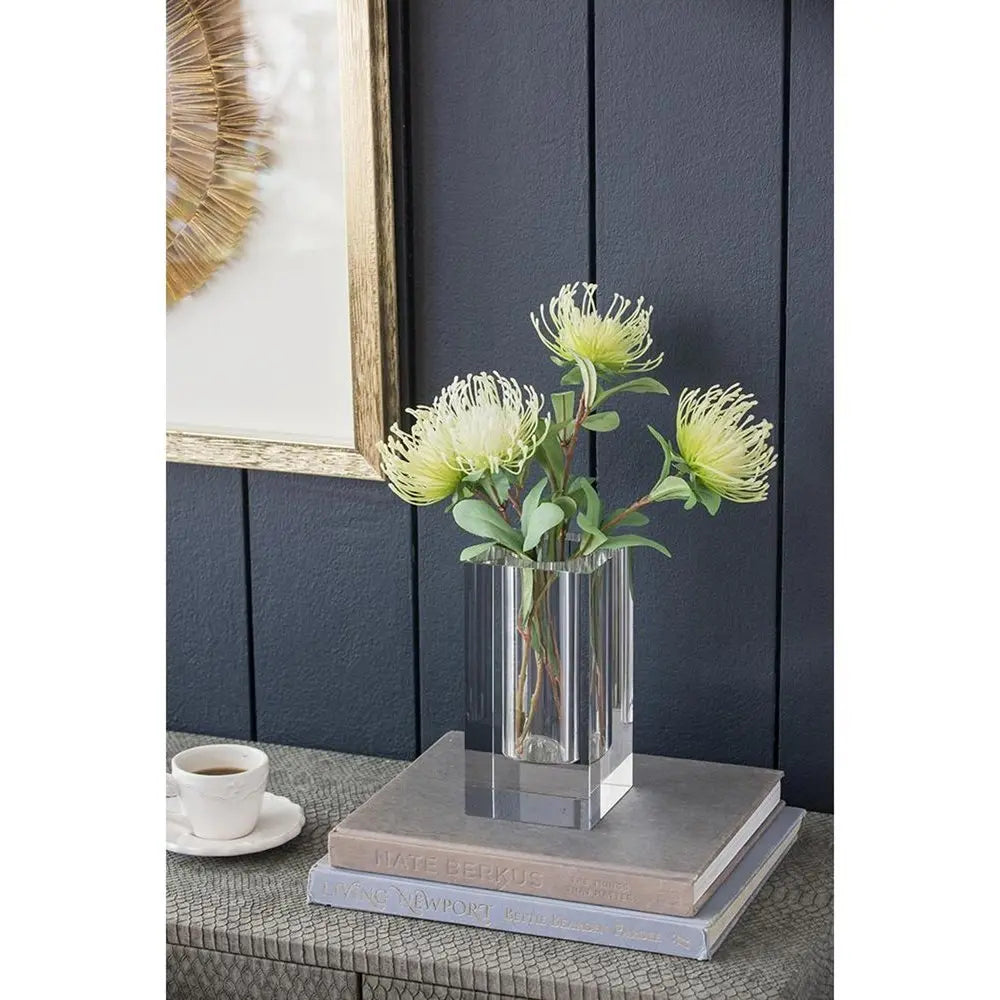 8" Clear Square Glass Table Vase - NOBLE HOME INTERIORS