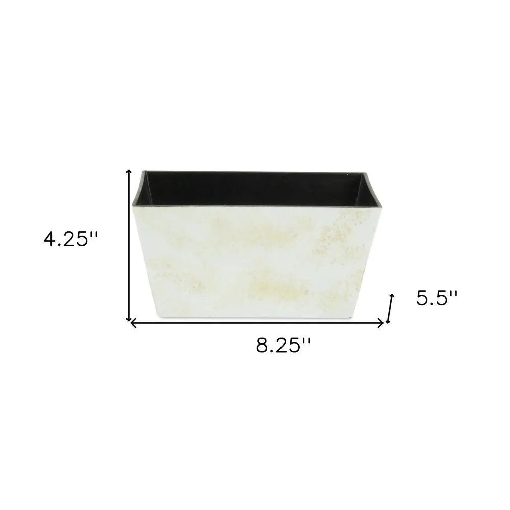8" Cream Recycled Plastic Indoor Outdoor Rectangular Planter Box - NOBLE HOME INTERIORS