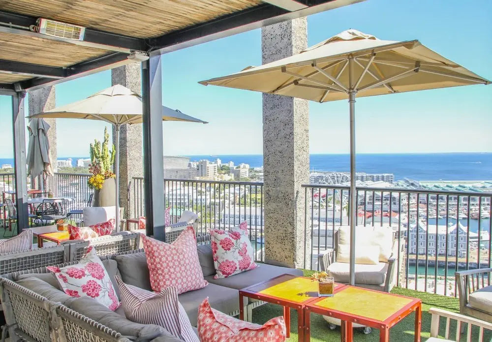 8' Ecru Polyester Square Market Patio Umbrella - NOBLE HOME INTERIORS