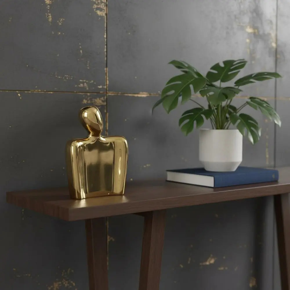 8" Gold Ceramic Table Vase - NOBLE HOME INTERIORS