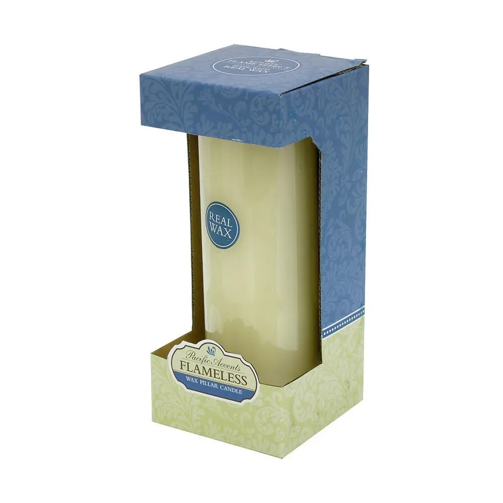 8" Ivory Flameless Pillar Candle - NOBLE HOME INTERIORS