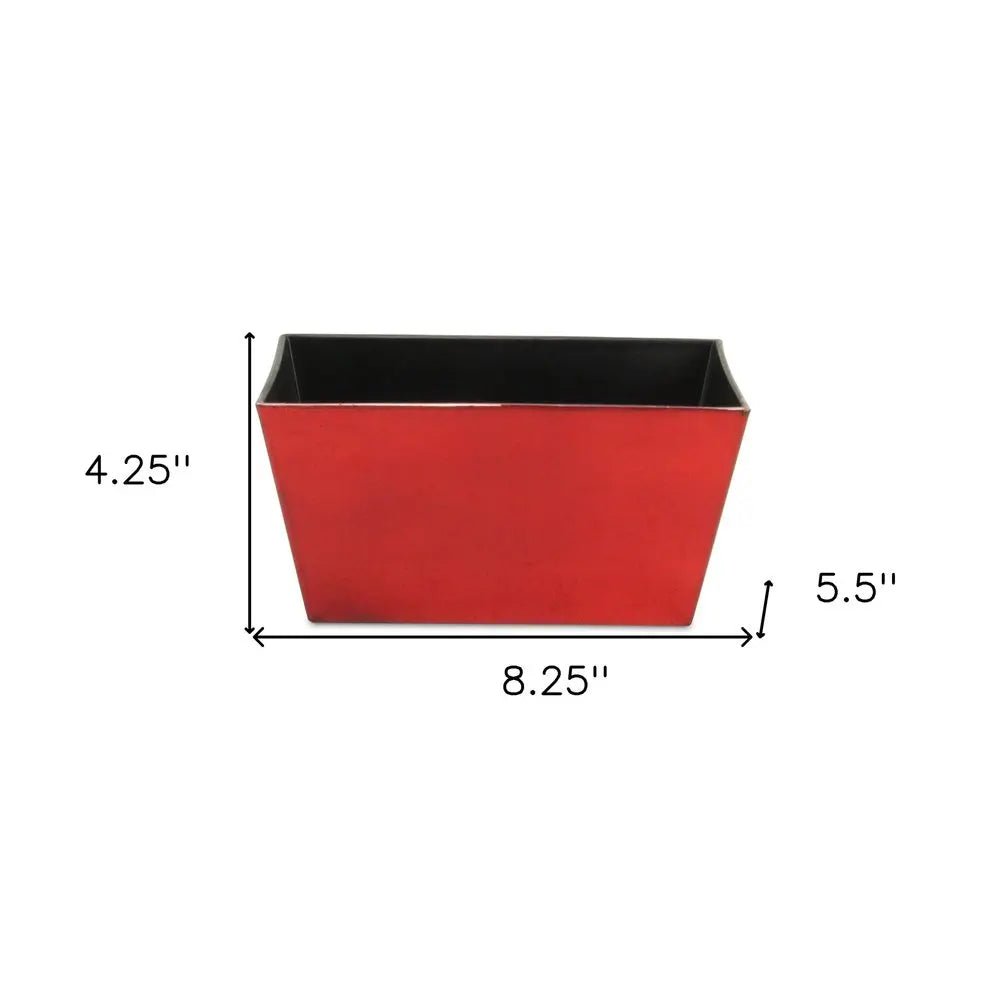 8" Red Recycled Plastic Indoor Outdoor Rectangular Planter Box - NOBLE HOME INTERIORS